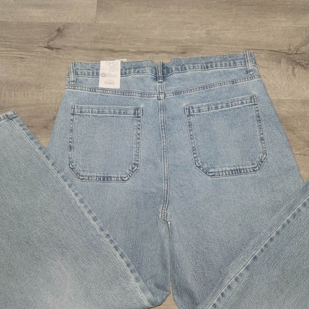 Time and Tru Womens High Rise Wide Leg Utility Jeans Light Wash Blue Denim Y2K - Picture 13 of 15